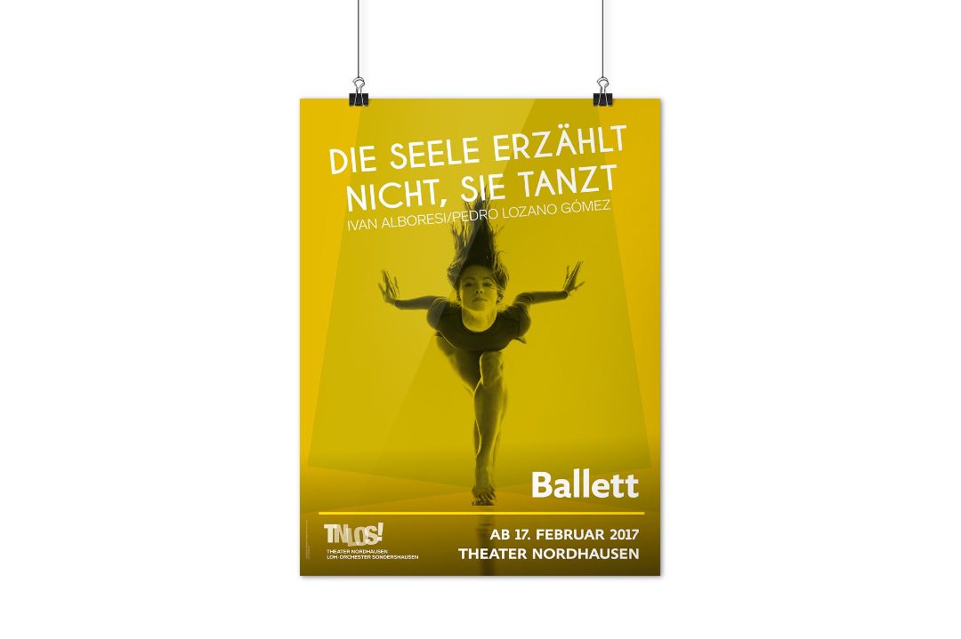 Werbeagentur Landsiedel Müller Flagmeyer, Nordhausen: Plakat Die Seele erzählt nicht, sie tanz Theater Nordhausen Loh Orchester Sondershausen